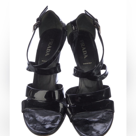Prada black patent leather heeled sandals 39 - Picture 3 of 8